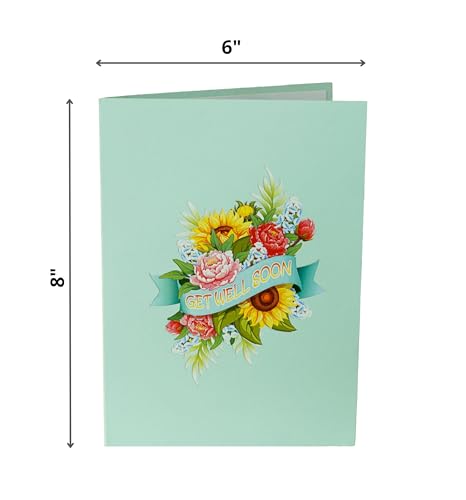 PQ Bees Get Well Pop Up Cards for Women, 3D Encouragement Get Better Soon Card, Colorful Thinking of you 3D for Speedy Sur...