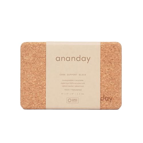 ANANDAY Cork Yoga Block - Non-Slip, Stable, Eco-Friendly & Supportive for Balance, Alignment, Flexibility & Strength - No...