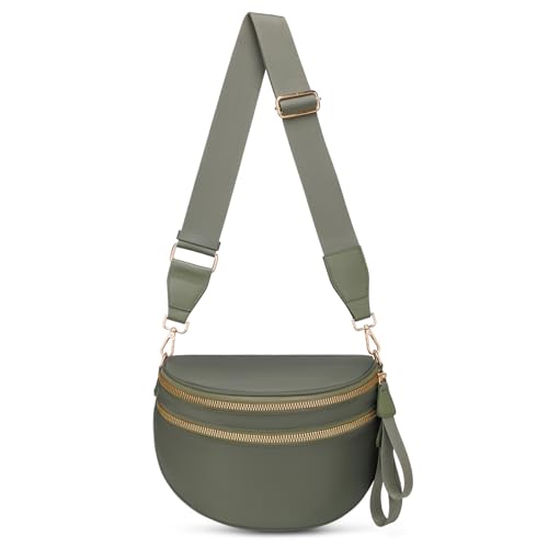 Pure Colour Crossbody Bum Bags for Women Spacious Checkered Cross body Bag Nylon Trendy Fanny Pack for Travel