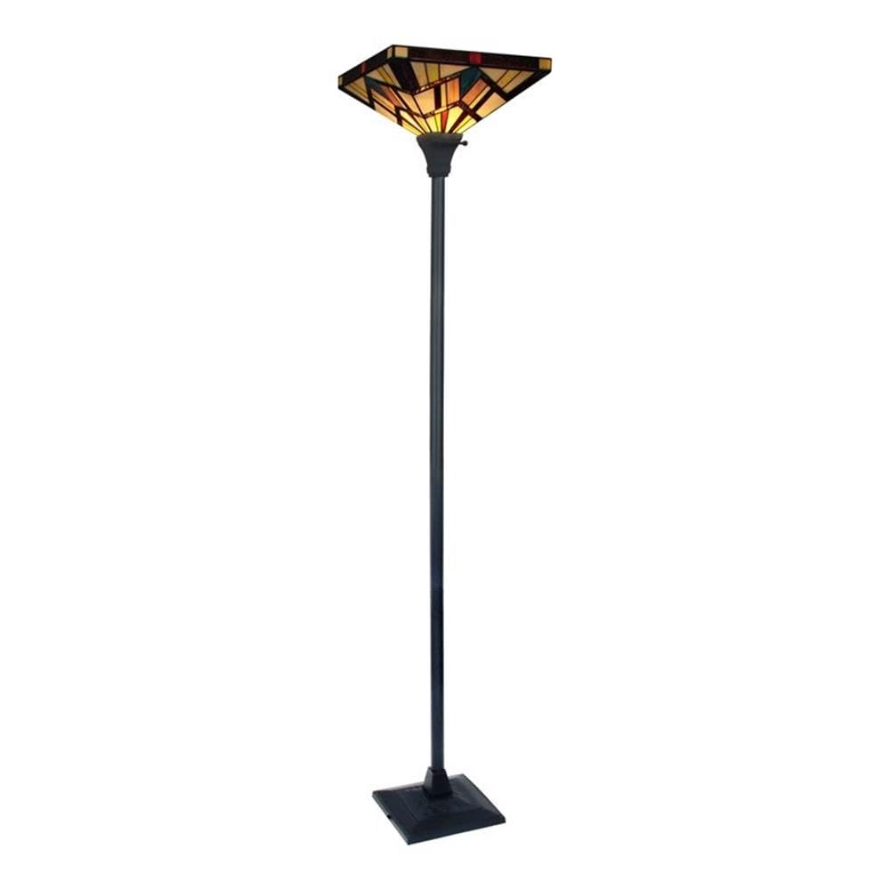 CHLOE Lighting Vincent Torchiere Lamp, 1-Light, Glass, Dark Bronze, Model CH3T523BM14-TF1