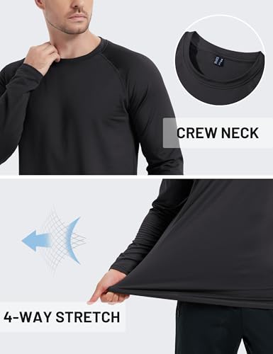 TACVASEN Men's Thermal Shirt Long Sleeve Fleece Lined Base Layer Lightweight Athletic Undershirt Winter Tops Workout