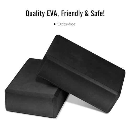 MoKo Thin Yoga Blocks 2 Pack, 9" x 6" x 3" High Density EVA Foam Yoga Block Exercise Bricks, Eco Friendly & Lightweight, I...