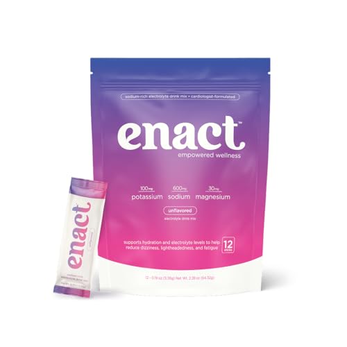 Enact Hydration Electrolyte Powder Drink Mix, Doctor-Formulated Electrolytes for POTS Support, High Sodium, No Artificial ...