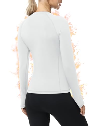 Roadbox Women Thermal Shirts, Warm Long Sleeve Fleece Lined Underwear Tops, Winter Ski Workout Base Layer for Cold Weather