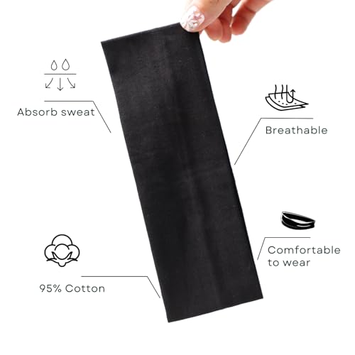 RJMBMUP Headbands for Women 3 PCS Cotton Non Slip Hair Bands Sweat Thick Headband Hair Accessories