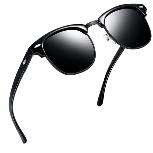 Joopin Vintage Sunglasses Half Frame Sun Glasses Polarized UV Protection Browline Shades for Women Men