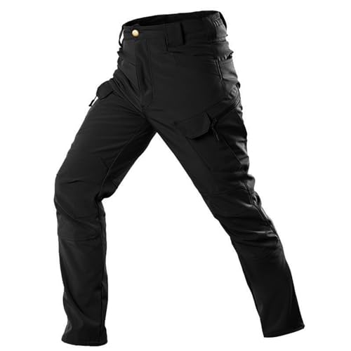 Mens Winter Waterproof Hiking Pants Fleece Lined Warm Cargo Pants Casual Stretch Outdoor Work Trousers with Zipper Pockets