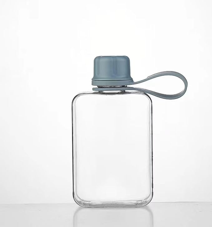 Flat Water Bottle Travel Flask Portable 8.2 oz BPA Free Tritan Square Water Bottles Leakproof Slim Water Bottle for Purse Travel Pocket Sports Fitness (Blue, 8.2 OZ)