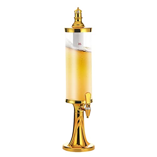 PROYONGOO 3L/100oz Mimosa Tower, Drink Tower Dispensers for Parties with LED Colorful Shinning Lights and Ice Tube, Beer T...