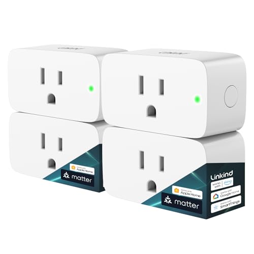 Linkind Matter Smart Plug, Work with Apple Home, Siri, Alexa, Google, SmartThings, Smart Home Smart Outlet Timer 15A/1800...