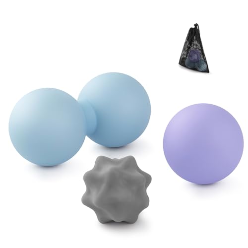 JIEJUNJIE Silicone Massage Ball Set - 3 Therapy Balls for Myofascial Release, Trigger Point & Plantar Fasciitis Relief - P...