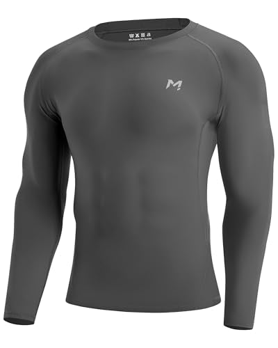 Moozava Mens Compression Shirt Long Sleeve Quick Dry Athletic Workout Gym T-Shirt SPF Running Top Sport Undershirt Base Layer