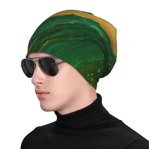sackhg Black and Gold Geometric Print Winter Beanie Hat Men Women Soft Lightweight Thermal Cap for Outdoor Skiing Wear