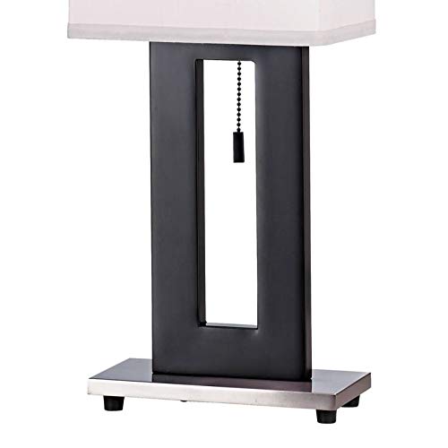360 Lighting Modern Table Lamp - 30 Tall, Black & Nickel Metal Base, Off White Shade, Model 33009, Ideal For Living Room & Bedroom
