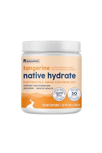 NativePath Native Hydrate, Zero Sugar, Electrolytes Powder with BCAAs, Tangerine Hydration, Keto & Paleo Friendly, 30 Serv...