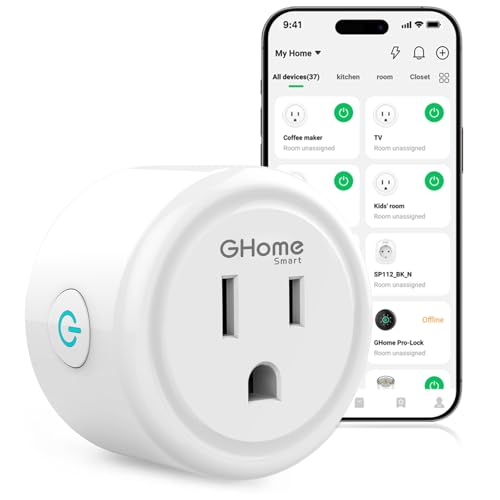 GHome Smart Plug, WiFi Smart Plugs Work with Alexa and Google Home, Smart Outlet Timer with APP Remote Control, 2.4GHz Wi-...