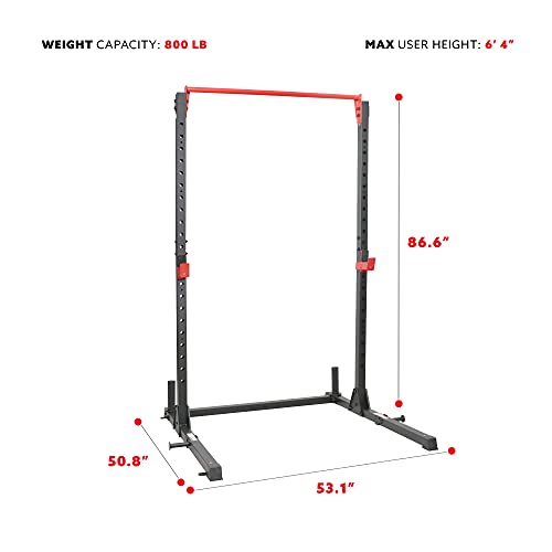 Sunny Health & Fitness Power Cage and Squat Rack In High Weight Capacity with J-Hooks, Adjustable Pull Up Bar, Weight Plat...