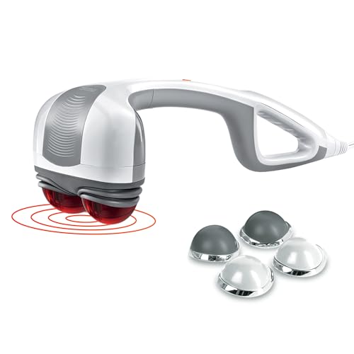 Homedics Back Massager - Heated Automatic Percussion Back, Body and Neck Massager with Dual Pivoting Heads, Interchangeabl...