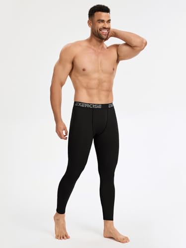 Mexholin 4/5 Pack Men's Thermal Compression Pants Fleece Lined Long Johns Winter Athletic Workout Leggings Baselayer