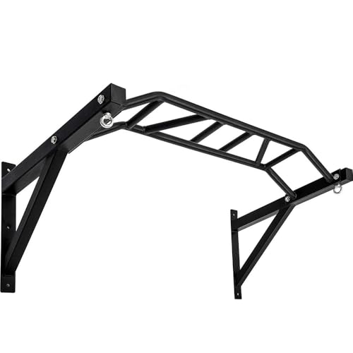 BESTHLS Wall Mounted Pull Up Bar and Dip Station, Heavy Duty Wall Mount Pull-up Chin Up Bar Multifunctional Home Gym Worko...