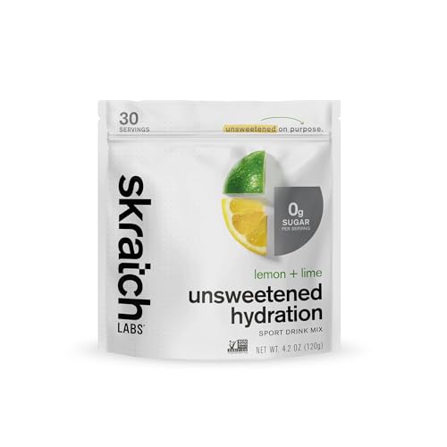 Skratch Labs Unsweetened Hydration Sport Drink Mix | Sugar Free | Electrolytes Booster | Lemon + Lime - 30 Servings | Non-...