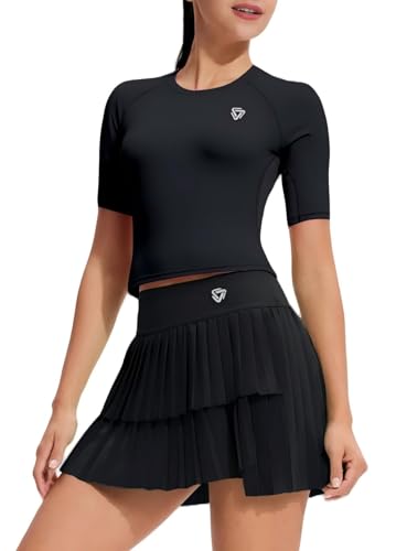 Mudere Two Piece Tennis Skirt Set for Women Pleated Athletic Workout Golf Skort Women 2 Piece Outfits with Pockets