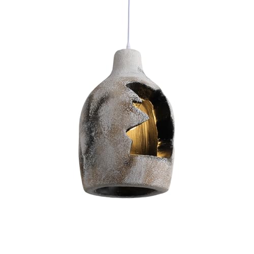 Jaymp Wabi Sabi Pendant Light For Dining Room Kitchen Island Hallway Farmhouse Hanging Lamp E26 Base Retroism Style Wine Bottle Shape Lighting Fixture (Antique White C Shape  D26?H46Cm)