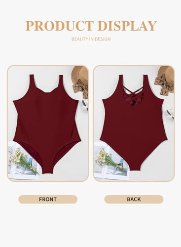 Eytino Plus Size Swimsuit for Women Back Crisscross Sports Tummy Control One Piece Bathing Suits(1X-5X)