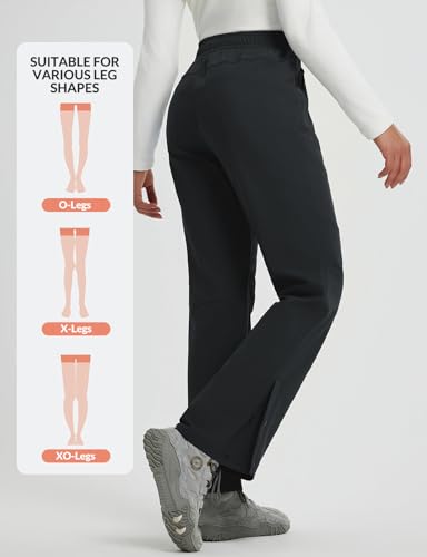 baleaf Women's Waterproof Pants Hiking Snow Fleece Lined Pockets Thermal Warm Insulated Softshell Ski
