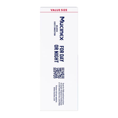 Mucinex 12 Hour 600 mg Guaifenesin Extended-Release Tablets for Excess Mucus Relief, Expectorant Aids Excess Mucus Removal, Chest Congestion Relief, 100 Bi-Layer Tablets