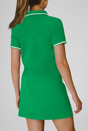 SENSERISE Womens Workout Sets 2 Piece Outfits V Neck Short Sleeve Polo Shirt and Tennis Skort Set with Pockets