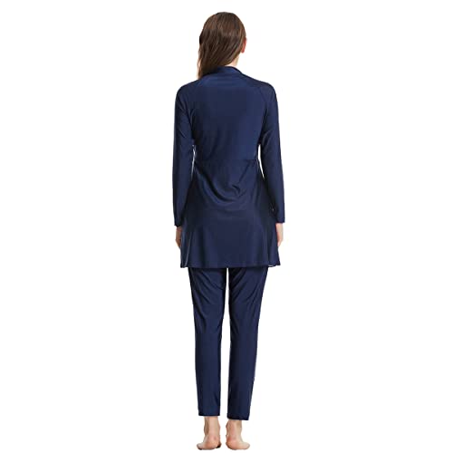 Muslim Swimsuits for Women Long Sleeve Built-in Bra Swimming Tops + Swimming Pants + Hijab Burkini Full Cover Swimwear