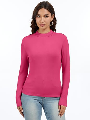 Jeqeocafy Women's Knitted Rib Mock Neck Long Sleeve Tshirt Fall Fashion Basic Thermal Underwear Tops Winter Clothes 2026