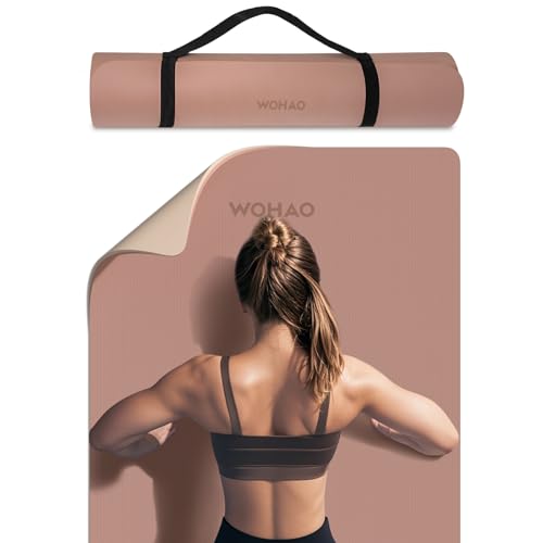 WOHAO Extra Thick 8mm Yoga Mat, 72"x28" Non Slip Exercise Mat, Reversible 2-Sided Dual Color Premium POE Material, with Ca...