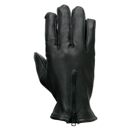 Milwaukee Leather SH866 Men's Thermal Lined USA Deerskin Leather Black Motorcycle Gloves w/Zipper Closure