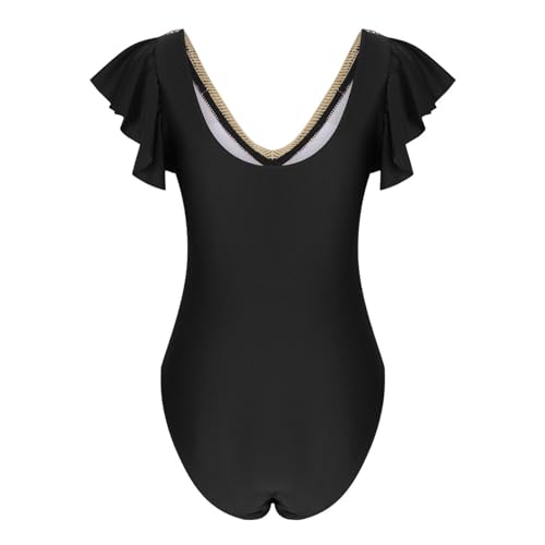 One Piece Swimsuit Women Tummy Control Ruffle Cap Sleeve Lace Deep V Neck Bathing Suit Slimming Modest Retro Swimwear