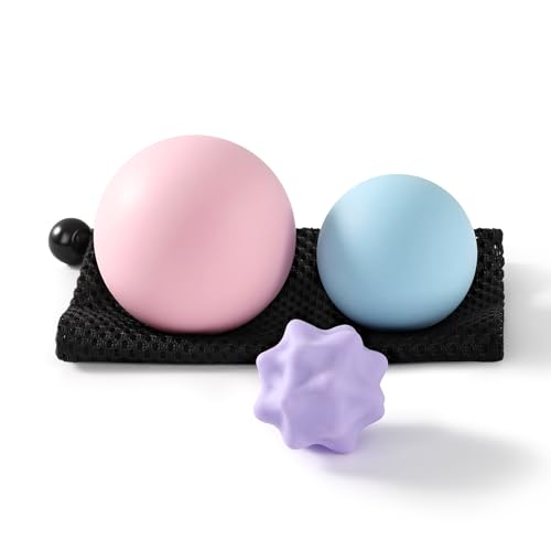 JIEJUNJIE Silicone Lacrosse Balls for Yoga and Myofascial Release - Deep Tissue Massage,Trigger Point Therapy and Foot Pla...