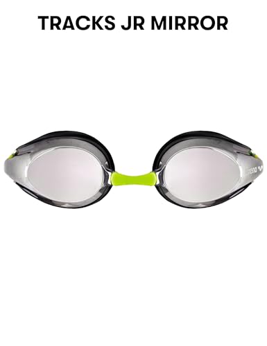 ARENA Tracks Unisex Junior Youth Essential Racing Swim Goggles Kids Swimmers Young Racers Anti-Fog Coated Mirror Lens, Sil...