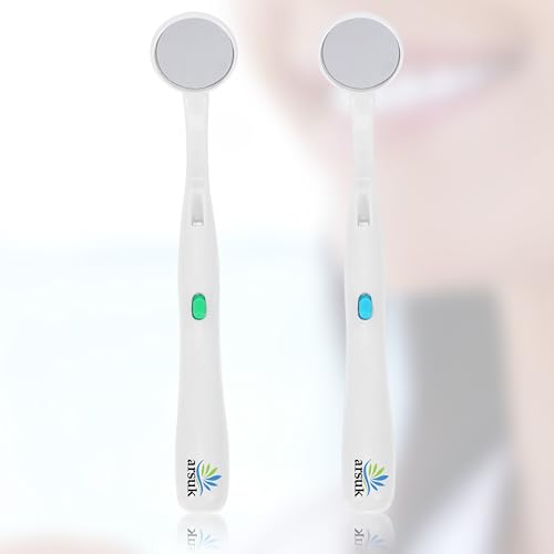 LED Dental Mirror with Light – Oral Inspection Tool for Teeth, Gums & Tongue – Anti-Fog Reusable Mouth Mirror for Home Dental Care, Hygiene Check & Oral Cleaning – Dentist Tools by ARSUK – 2 Pack