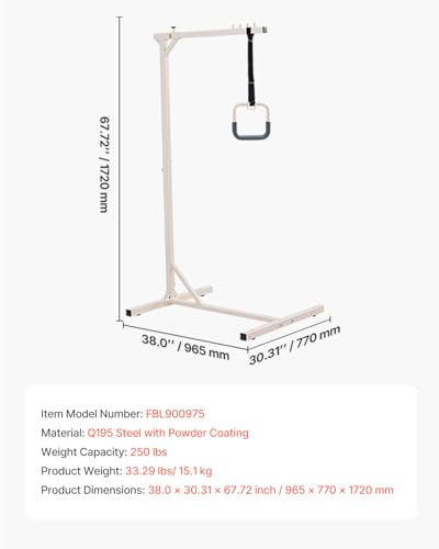 VEVOR Trapeze Bar for Bed Mobility, Heavy-Duty Steel Free Standing Trapeze Bar 250 LBS Weight Capacity, Hospital Bed Pull ...