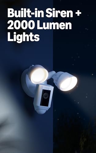Ring Floodlight Cam Wired Plus (newest model), Outdoor home or business security with motion-activated 1080p HD video and ...