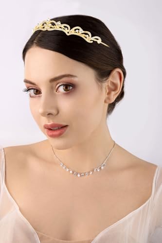 Vovii Gold Tiaras and Crowns for Women, Rhinestone Princess Crowns for Women Girls, Small Gold Tiara Crown Headband for Wo...