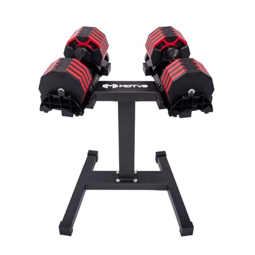 Decabell 580 Adjustable Dumbbells - Motv8 Decabell 580s, 5lbs - 80lbs Adjustable Free Weight Nuobell Style Dumbbell for Me...