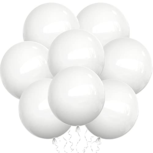 White Balloons Latex Party Balloons - 20 Pack 18 Inch Big White Thicker Balloons Large Round Helium Balloons for Baby Show...