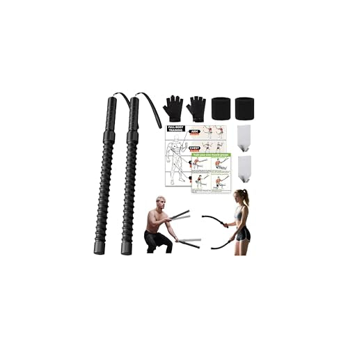 Ropeless Battle Ropes – Weighted Portable Workout Ropes for Home Gym, Cordless Jump/Arm Exerciser with Non-Slip Gloves & T...