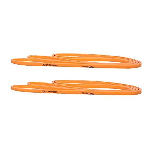 4KOR Fitness 41” Resistance Loop Band - Pair of 2 Orange Resistance Bands (5 to 15 Pounds - 0.25 inches Wide) for Mobilit...