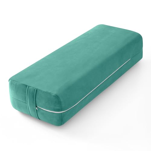Wellsin Rectangular Yoga Bolster - Meditation Pillow with Washable Suede Cover, 27"X10" X5.5"