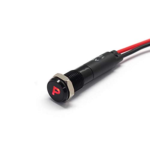 Alpinetech LED Metal Signal Indicator Pilot Dash Light, 8mm, 12V, Black Bezel, Model PLB8MS, Park Color