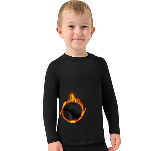 PUMYOON 2T-6Y Fleece Lined Toddler Thermal Set, Thermal Underwear for Kids Toddler Base Layer Shirt for Boys Girls