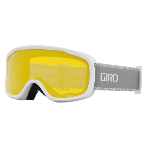 Giro Women's and Youth Moxie Ski and Snowboard Goggles - White/Grey Chute Strap with Grey Cobalt/Yellow Lenses